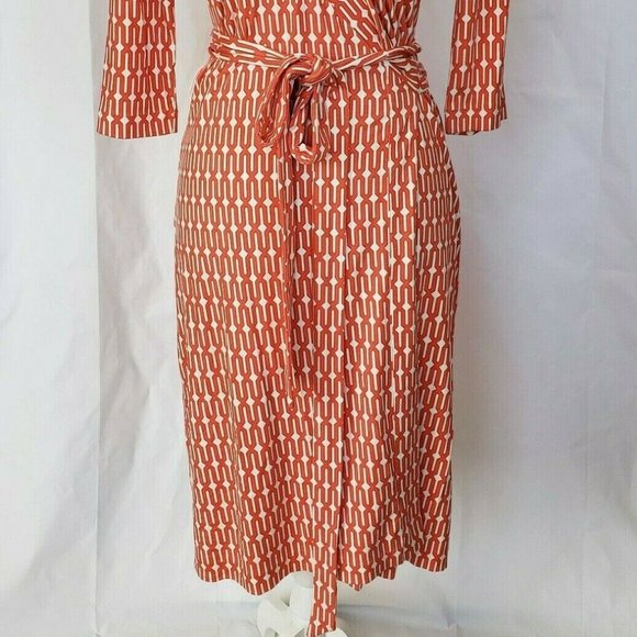 Anthropologie Coral Geometric Wrap Dress XS - Picture 6 of 8